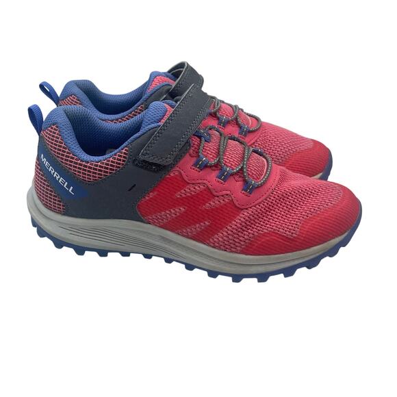 Merrell Nova Sneakers Shoes Hiking Pink Blue Hook Loop Girls Kids 3.5 - Picture 2 of 8